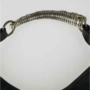 Yves Saint Laurent Silver and Black Belt with Metallic Elegance MOMBASA HORN